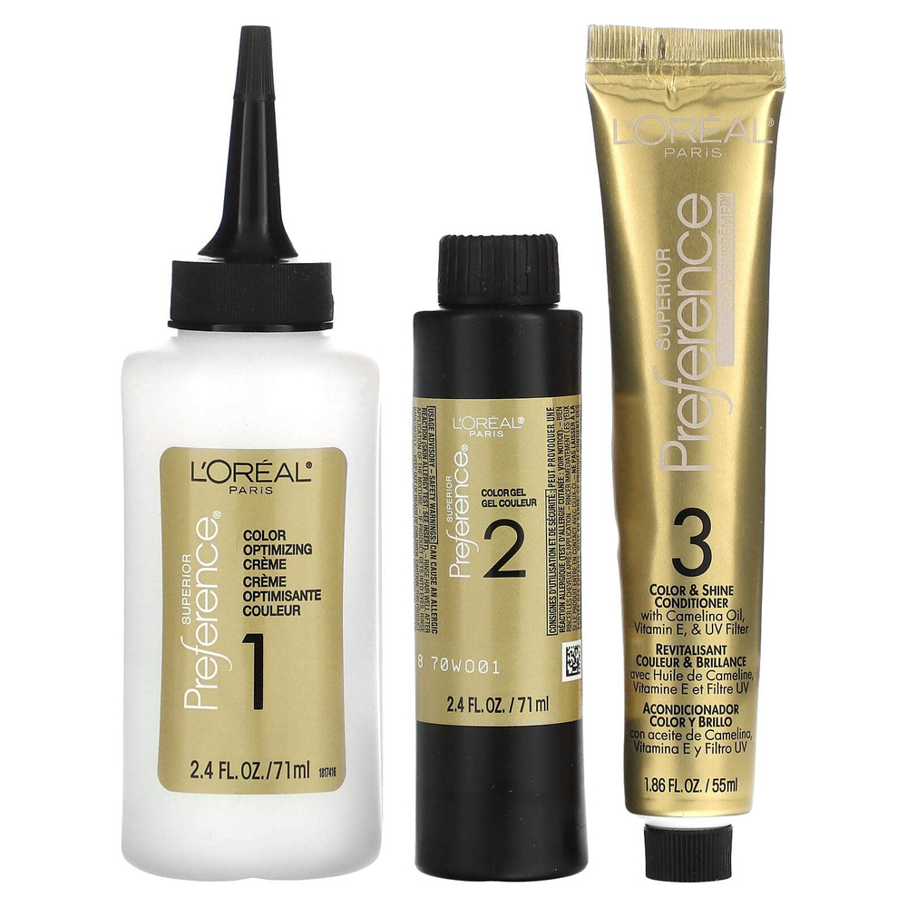 L'Oréal, Superior Preference, сияющий оттенок, не выцветающий, 8 оттенков для блонда (средний оттенок), 1 нанесение