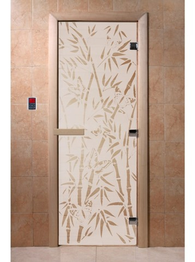 Дверь "Бамбук и бабочки сатин"