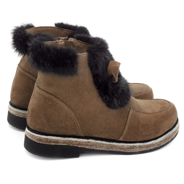 Унты-ботиночки женские из замши и норки