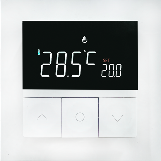 Термостат с датчиком пола,  программируемый с Wi-Fi ,  16 A,  55*55 мм.белый,  клавиши настройки