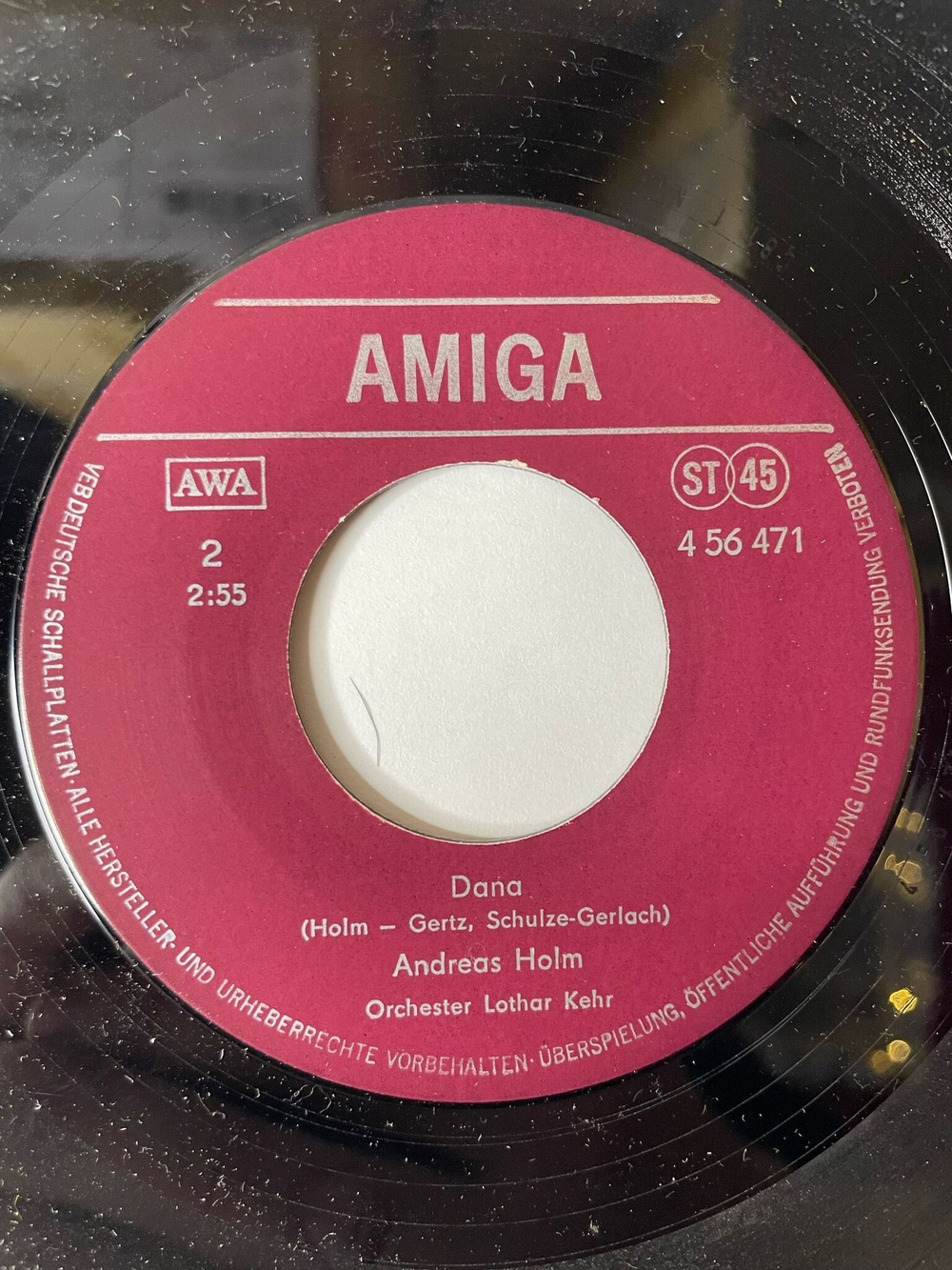 Винтажная виниловая пластинка LP Andreas Holm Wochenend Song / Dana (ГДР 1981) 7 дюймов