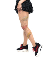 Колготки с принтом в виде цветных спич-баббл на левой ножке (Размер: S-M-L) (Цвет: бежевый)