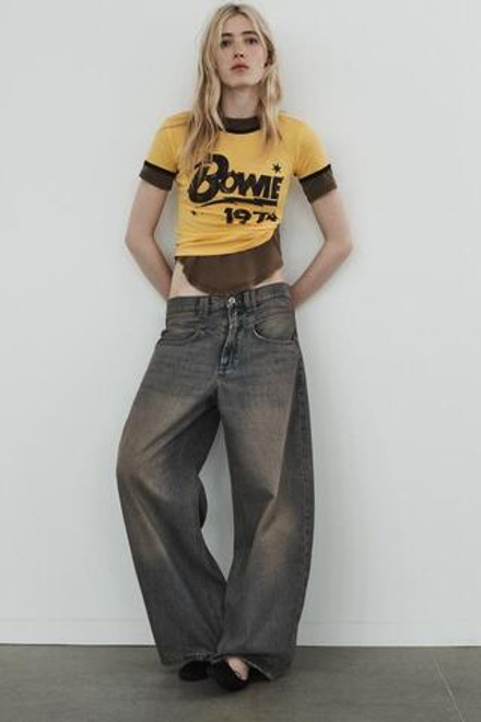 ZARA ДЖИНСЫ TRF BAGGY С НИЗКОЙ ПОСАДКОЙ, СИНИЙ