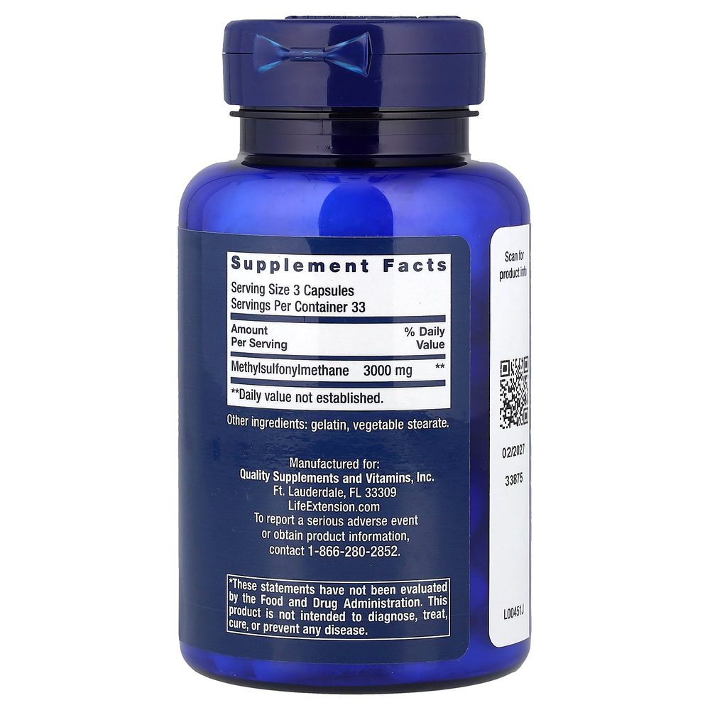 Life Extension, МСМ, 100 капсул (1000 мг в каждой капсуле)