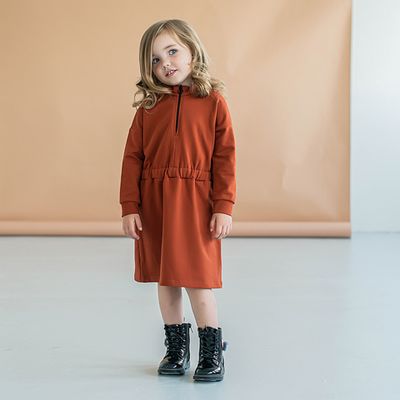 Sporty sweater dress - Terracotta