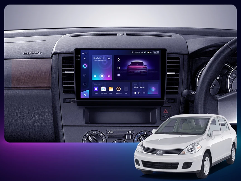 Магнитола для Nissan Tiida 2004-2013 (правый руль), Tiida Latio 2004-2012 - Vaycar VA51-1148-2K на Android 13, 8-ядер, 2K QLED, ТОП процессор, CarPlay, 4G SIM-слот