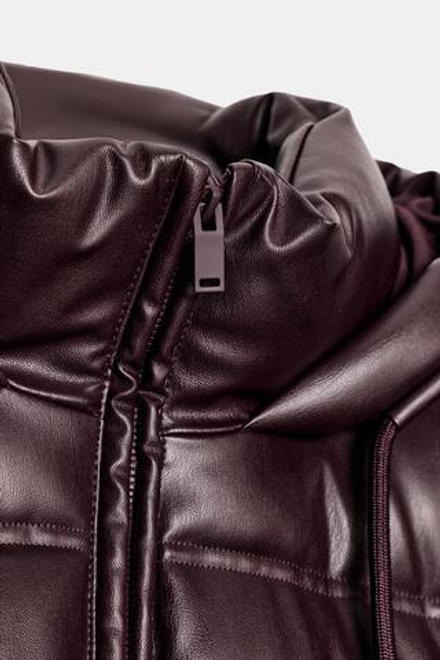 ZARA ВОДОНЕПРОНИЦАЕМЫЙ ВЕТРОЗАЩИТНЫЙ АНОРАК ИЗ ИСКУССТВЕННОЙ КОЖИ, БУРГУНДИ