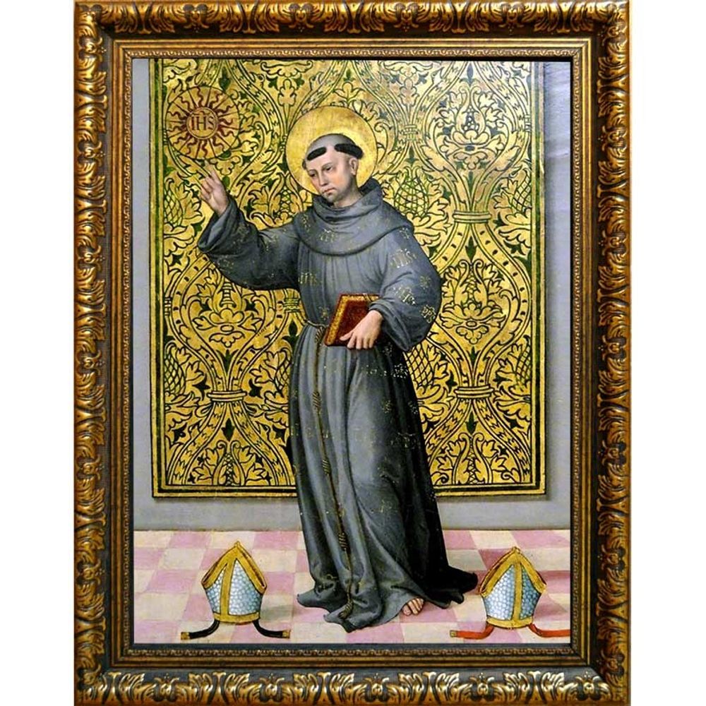 Святой Бернардин Сиенский. Икона на холсте.