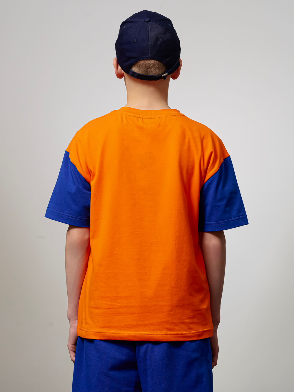 Футболка детская оранжево-синяя