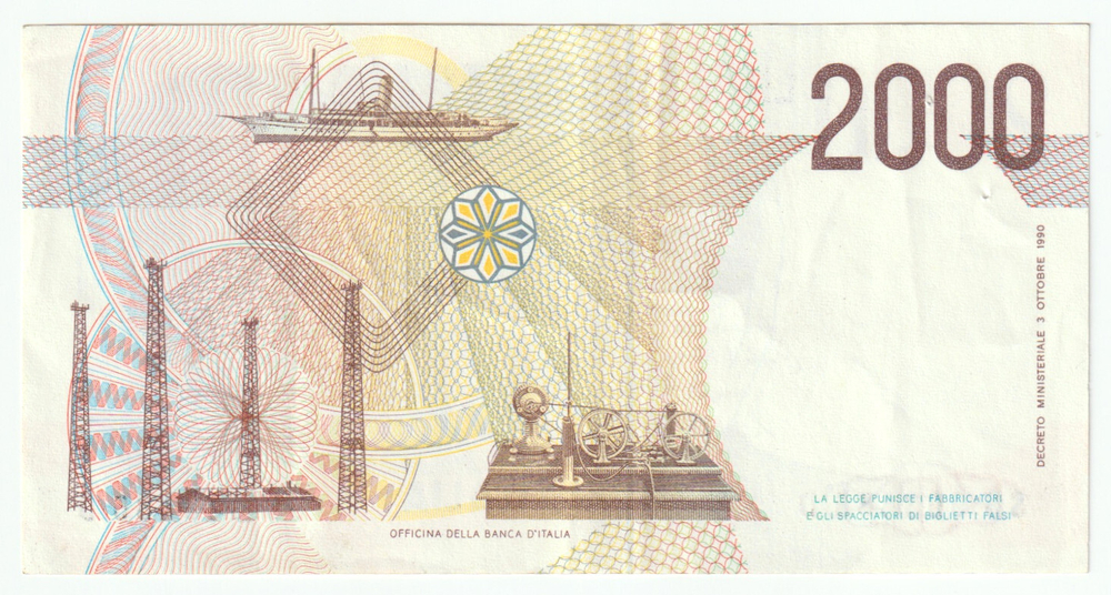 Italy, 2 000 Lire, 1990, XF