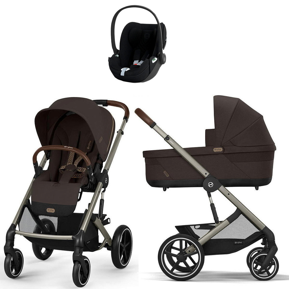 Коляска Cybex Balios S Lux TPE complete Cloud T Sepia Black Plus Base T 4 в 1 Chocolate Brown с дождевиками