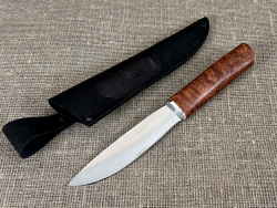 Шкуросъемный нож "Якут" с кованым долом, рукоять мореная карельская береза