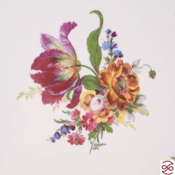 Блюдо овальное Queen's Crown Мейсенский букет 37см