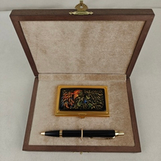 Набор "Жар-птица" зол. визитница персональная, ручка