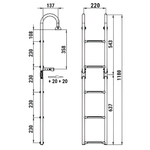 Трап складной с горизонтальным креплением, 5 черных ступени (ширина 220 мм.) (10269514)