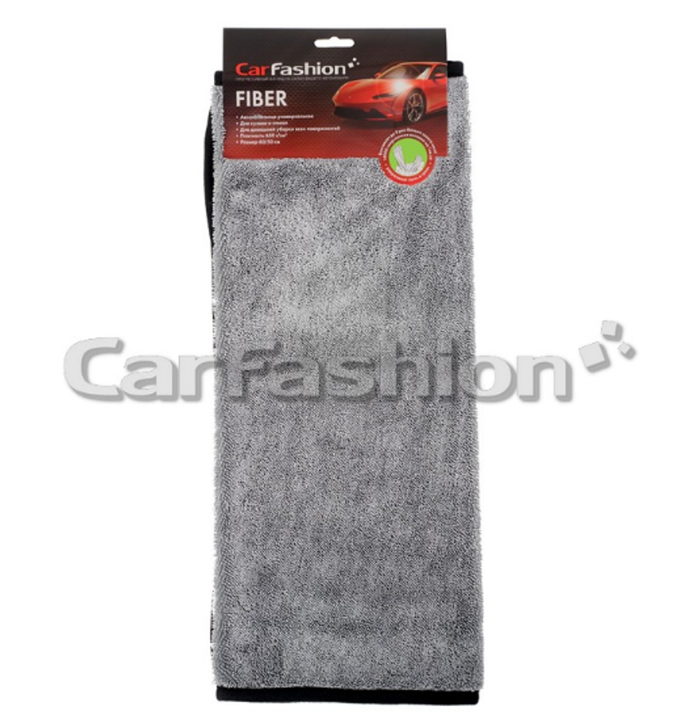 Салфетка микрофибра "CarFashion FIBER" серый/черный 60х50см 90000