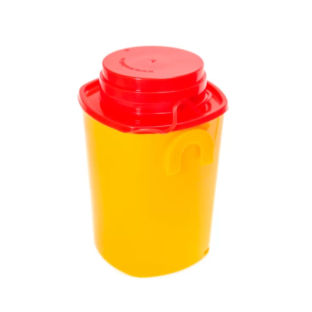 Контейнер для утилизации игл Инновация класс Б 0,5 л, высота 14 см квадратный жёлтый