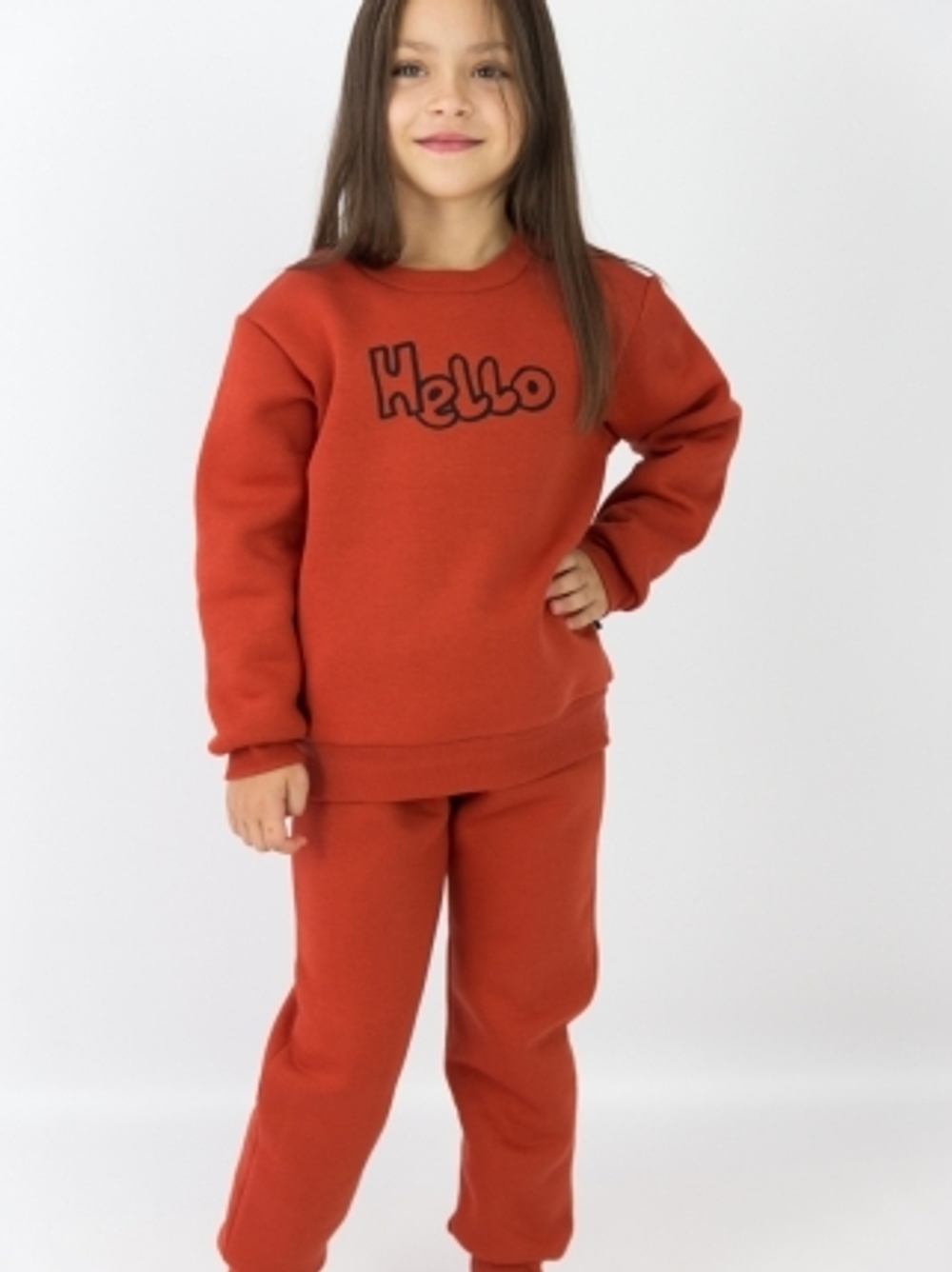 Свитшот из футера с начесом кирпичного цвета