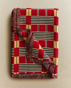 ZARA HOME ХЛОПКОВЫЙ ПЛЕД, КРАСНЫЙ