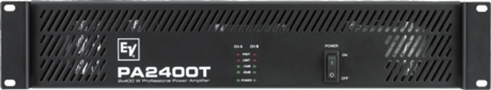Electro-Voice PA 2400T инсталляционный усилитель, 2 x 400 Вт @ 4 Ом, 70/100В, 200 Вт @ 8 Ом, 26 кг, 2U
