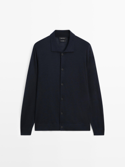 Massimo Dutti Вязаный кардиган из кашемира, темно-синий