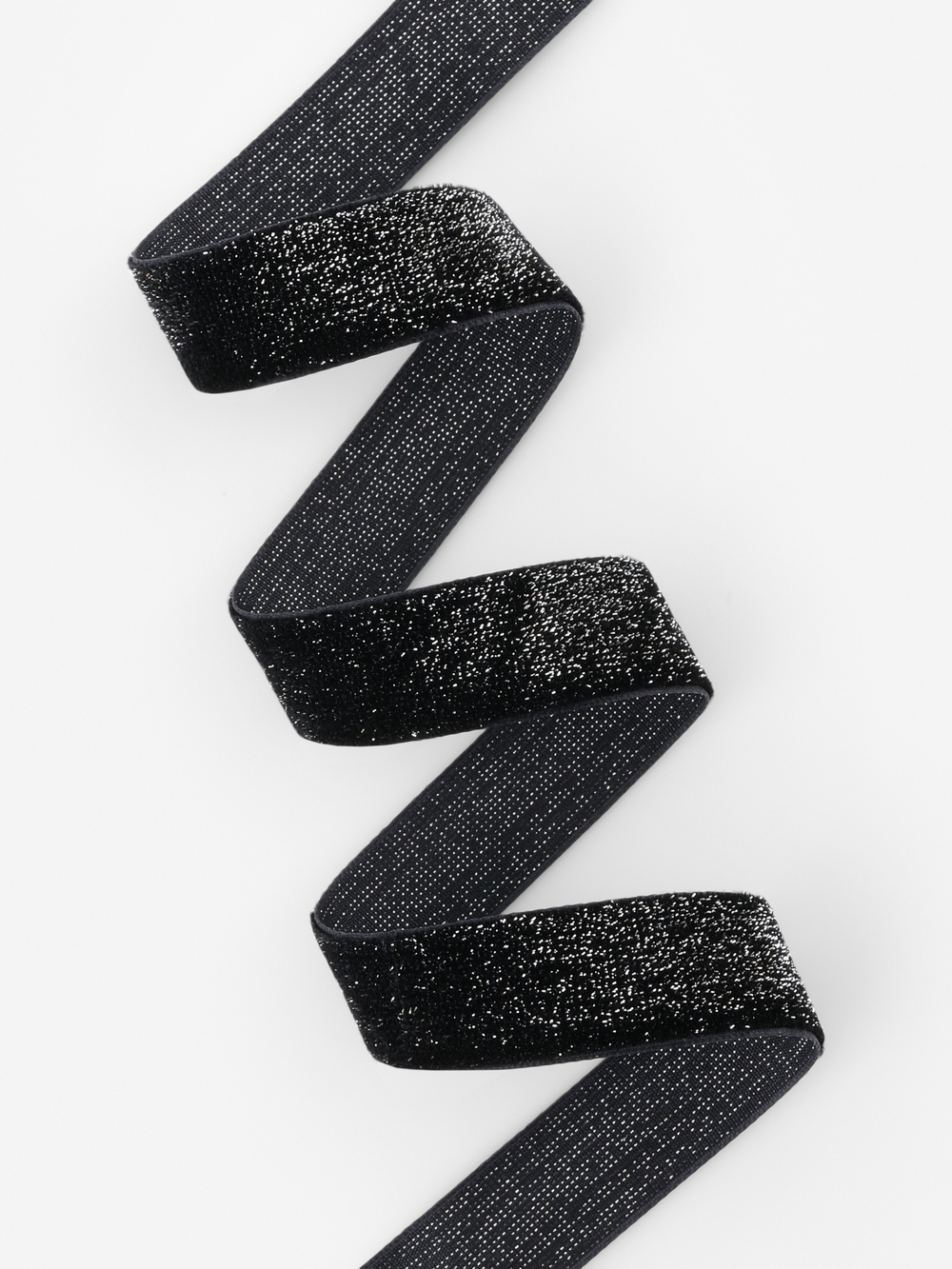 Лента бархатная 20мм, №03 чёрный серебряный люрекс АУ 9626586