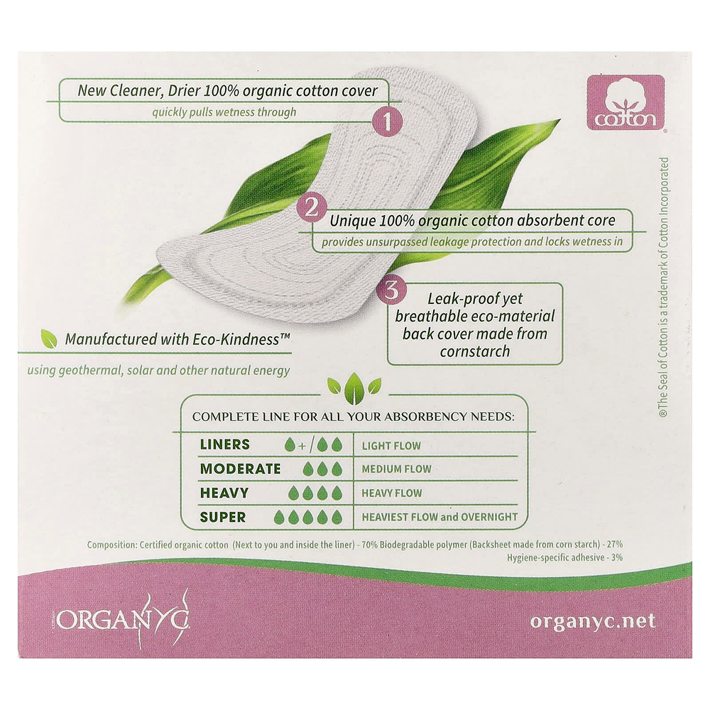Organyc, хлопковые ежедневные прокладки, Light Flow, 24 шт.