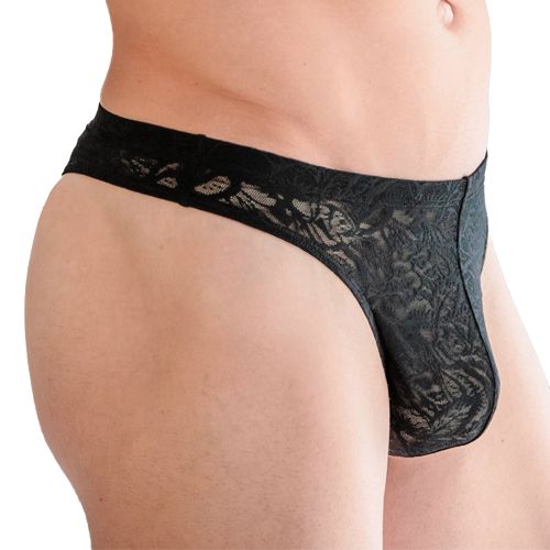 Мужские трусы стринги черные кружевные HOM Free Cut Lace 40-2886-0004