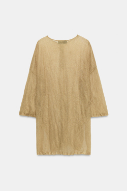 ZARA ТОНКИЙ ТРИКОТАЖНЫЙ ДЖЕМПЕР, ЗОЛОТИСТЫЙ