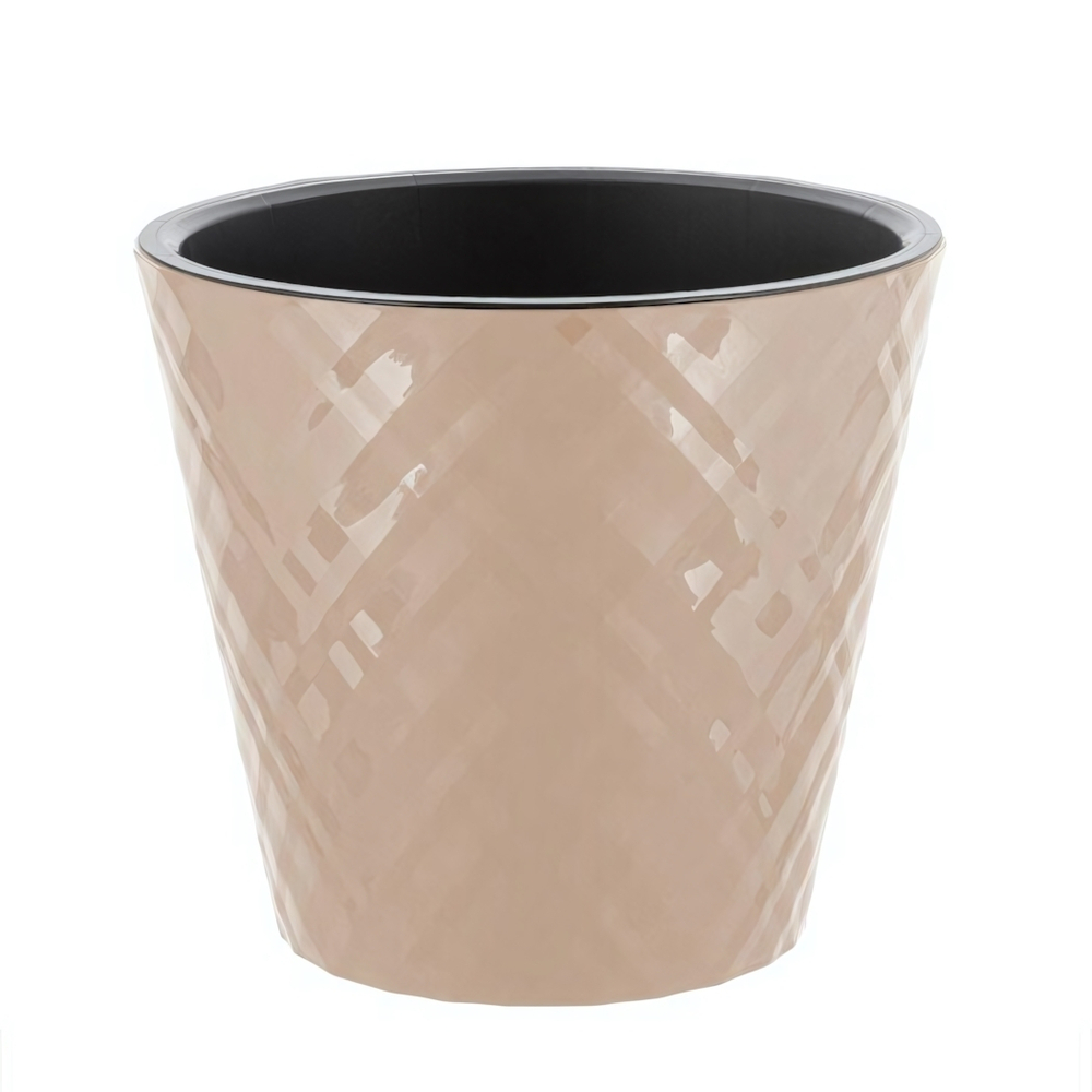 Горшок для цветов InGreen Manhattan D125мм, 1 л c дренажной вставкой, молочный шоколад