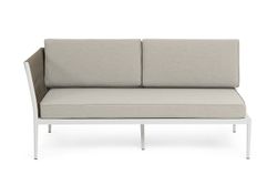 "Касабланка" правый модуль плетеный из роупа, каркас алюминий светло-серый (RAL7035) муар, роуп серо-коричневый 23мм, ткань бежевая 15052