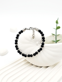 Браслет мужской из натурального чёрного агата