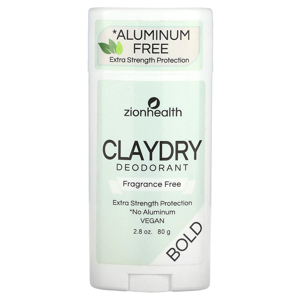 Zion Health, Bold, дезодорант ClayDry, без отдушки, 80 г (2,8 унции)