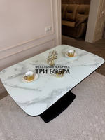 Кухонный раздвижной стол "Прадо", белый мрамор