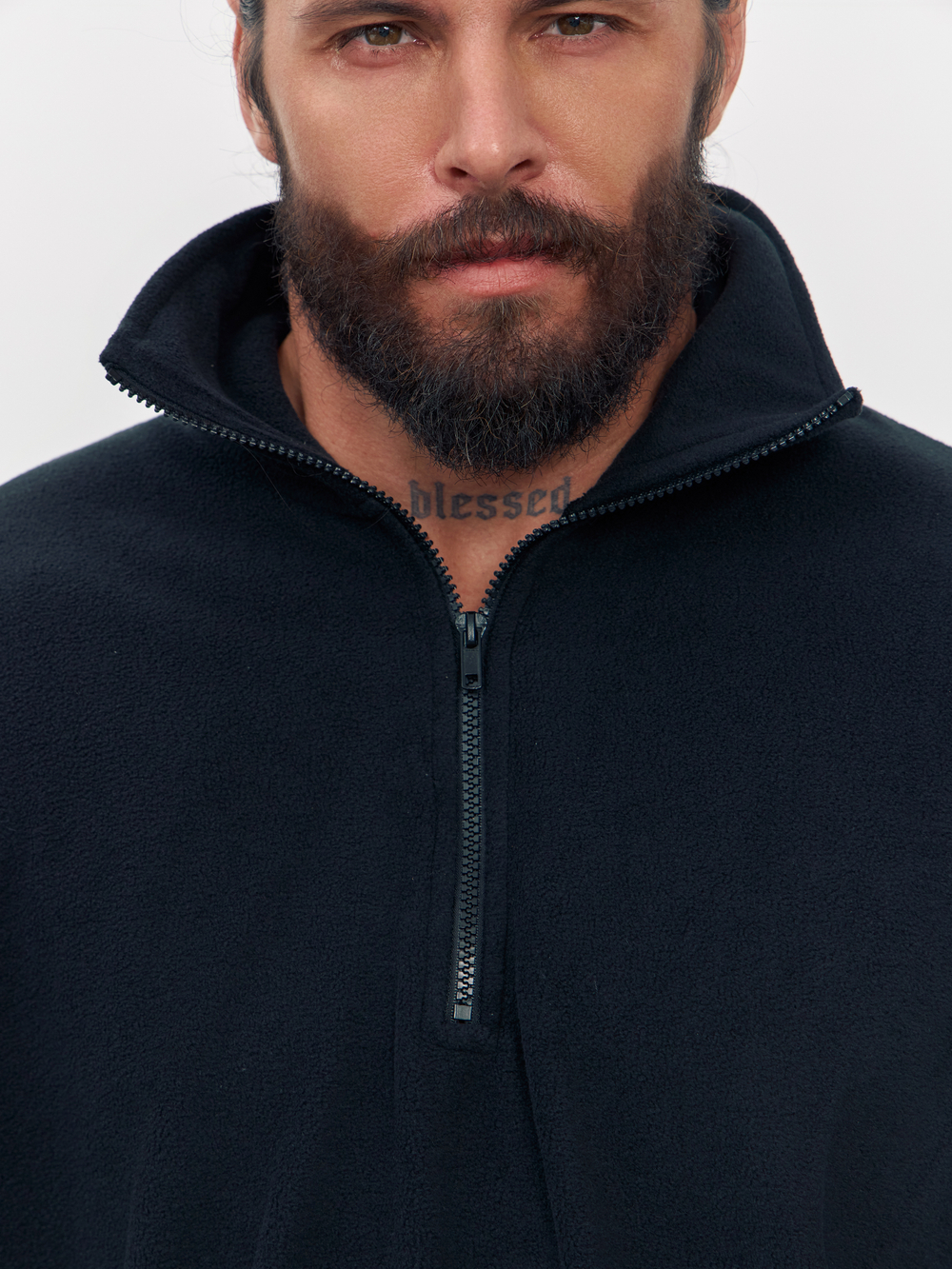 Свитшот "half zip" флисовый (черный)