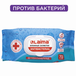 Салфетки влажные 72 шт. АНТИБАКТЕРИАЛЬНЫЕ с пластиковым клапаном LAIMA "Antibacterial" (8 штук в упаковке)