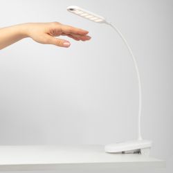 Настольный светильник ЭРА NLED-525-6W-W светодиодный аккумуляторный на прищепке белый