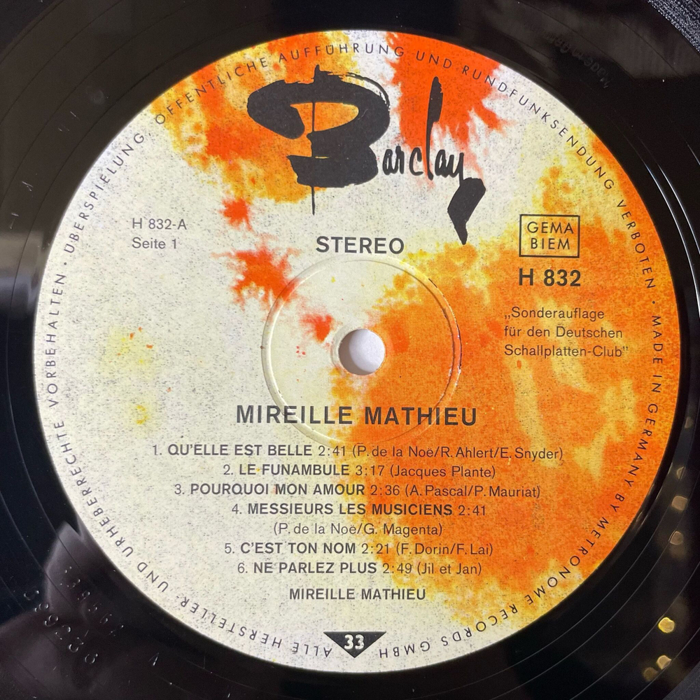 Винтажная виниловая пластинка LP Mireille Mathieu Мирей Матьe Soldats Sans Armes (Germany 1966)