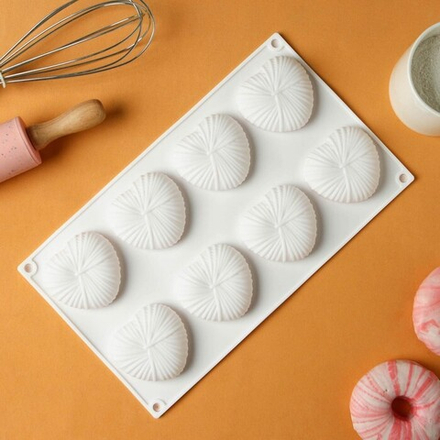 Форма для выпечки и муссовых десертов KONFINETTA «Вязаное сердце», 29,5×17×2 см, 8 ячеек, 5,5×6,5×1,