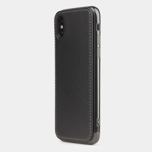 Чехол-накладка для iPhone X/XS из натуральной кожи теленка, черного цвета