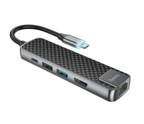 Мультипорт Hoco HB23 Type-C to 2xUSB 3.0 HDMI RJ45 Type-C
