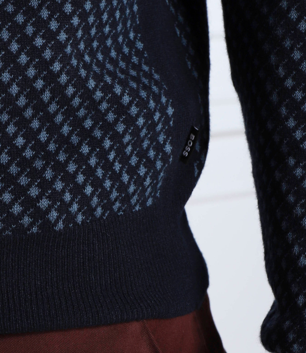 Хлопковый свитер lacrimo BOSS BLACK - темно-синий(50477378)