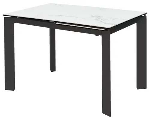 Стол CORNER 120 MATTE STATUARIO Белый мрамор матовый керамика, стекло/ черный каркас