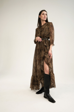 Платье с воланом Леопард