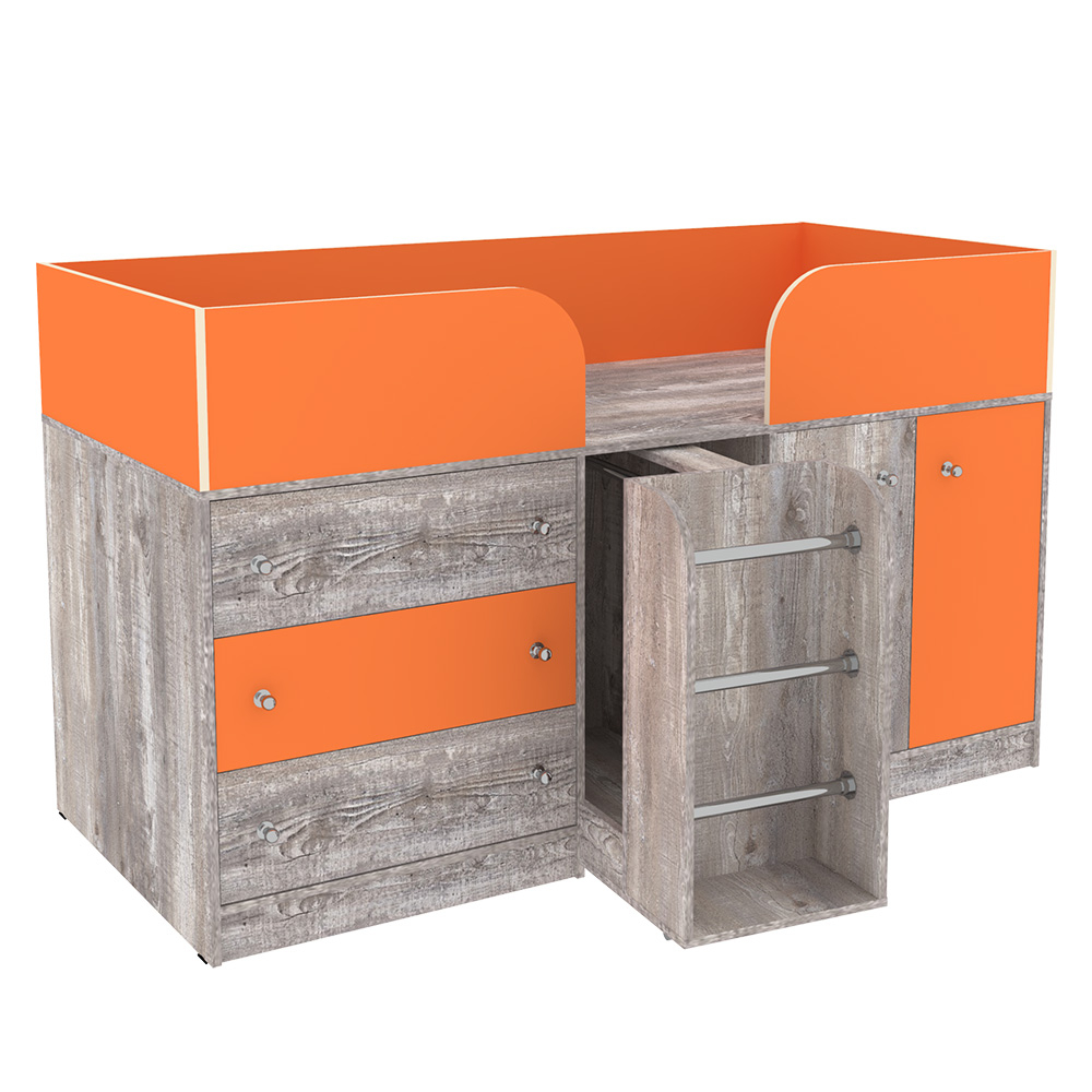 Кровать-чердак КарИВи Малыш 4 Бетон Оранжевый