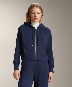 Oysho Вязаная куртка с капюшоном, синий