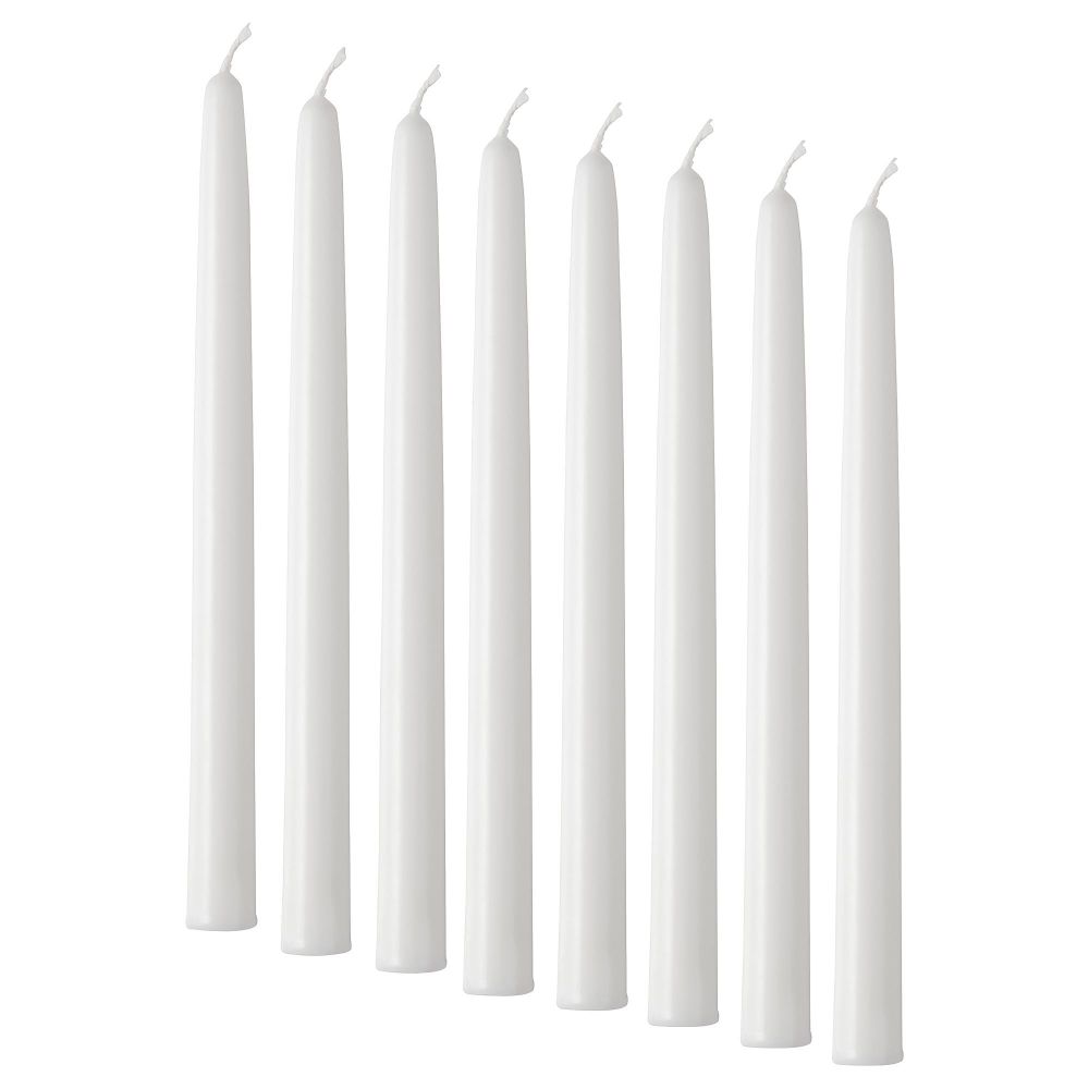Набор свечей для подсвечника IKEA VINTERFINT (ВИНТЕРФИНТ), Белый, 5,5 часов, 25 см, 8 шт