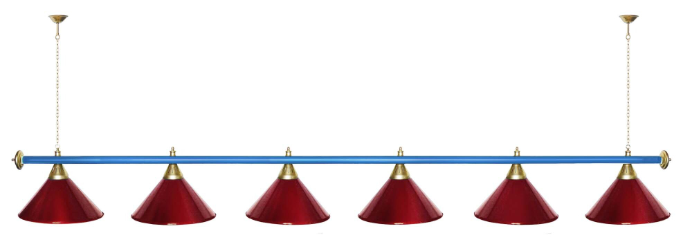 Лампа STARTBILLIARDS 6 пл. (плафоны зеленые,штанга зеленая,фурнитура золото)