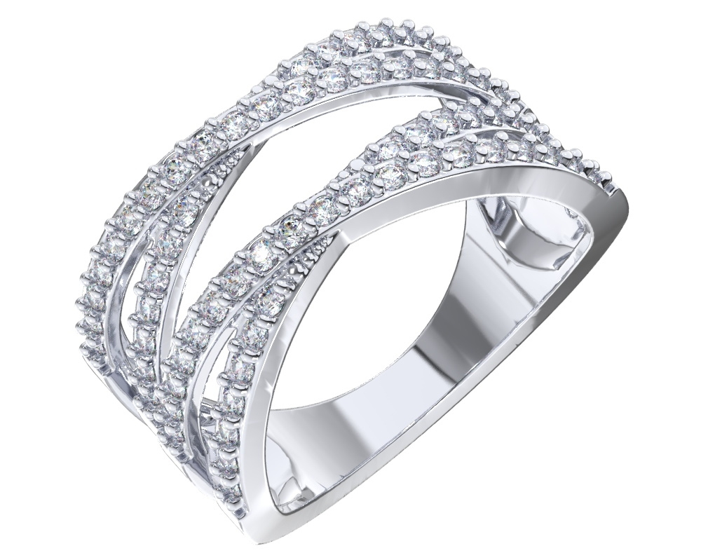 Кольцо фаланговое "Крест-накрест" с фианитами