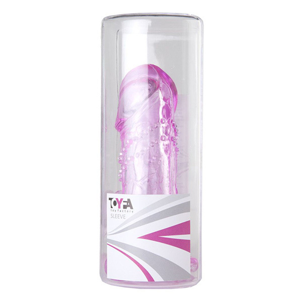 Розовая гелевая насадка 13см с клиторальным отростком ToyFa Basic 818016-3